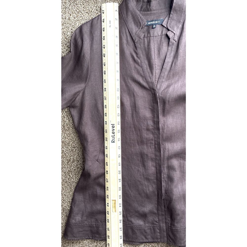 Lafayette 148 New York 100% Linen Brown Hidden Btns Jacket Sz 12 Relaxed A-Line - Picture 10 of 10